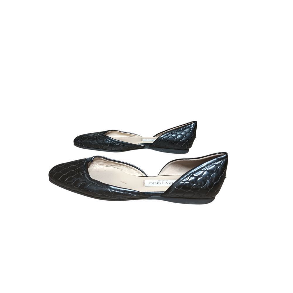 Jimmy Choo Black Quilted Leather Flats Size 37.5 Made in Italy Designer Shoes - Picture 5 of 14